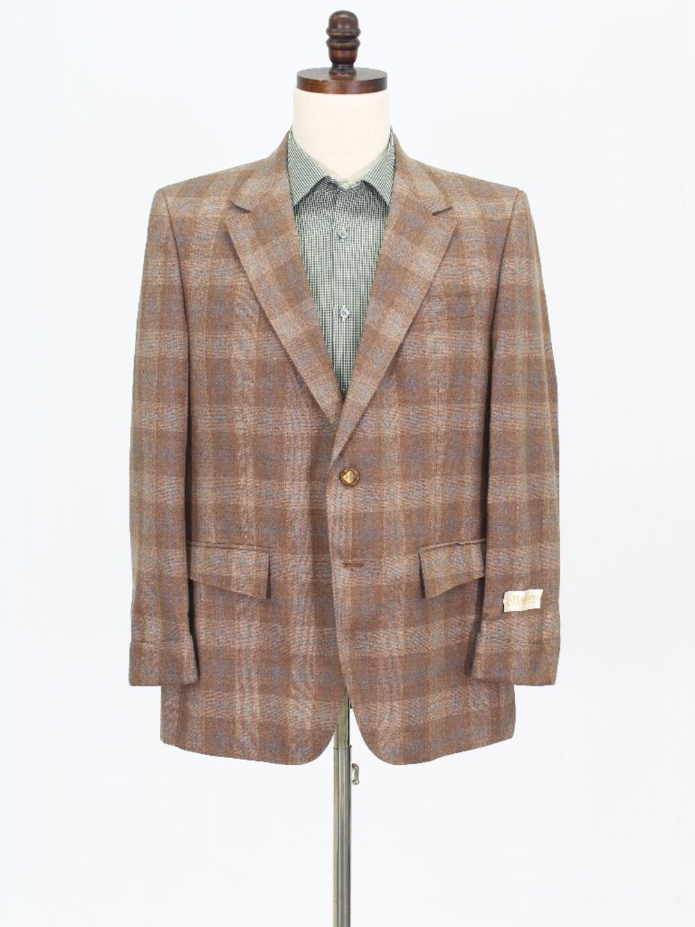 LeBaron 42S Brown Blazer Sport Coat Jacket 2-Button Check W529